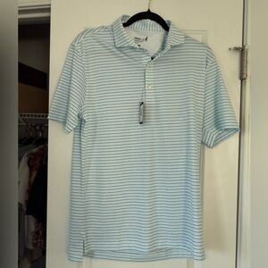 Men's Blue Striped Polo Shirt